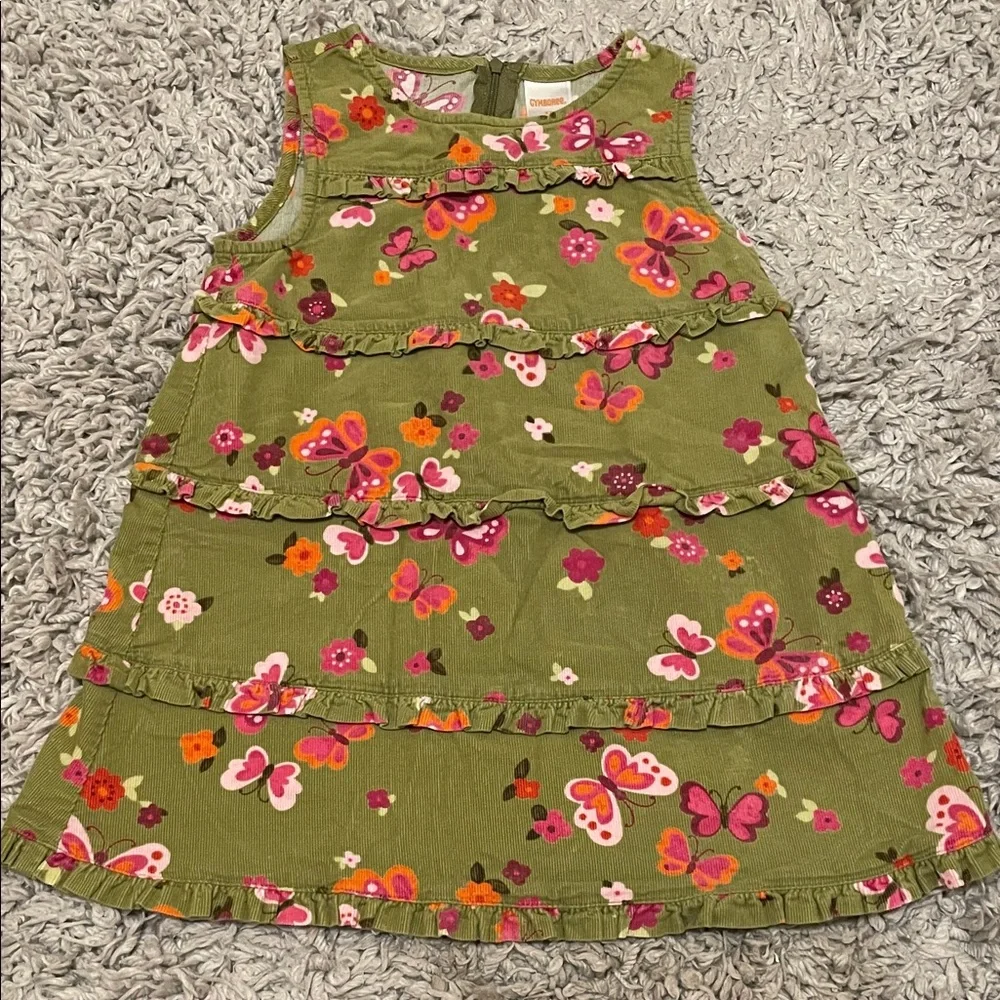 2012 Gymboree “Butterfly Girl” Butterfly Blossoms Corduroy Jumper Dress, Size 3T